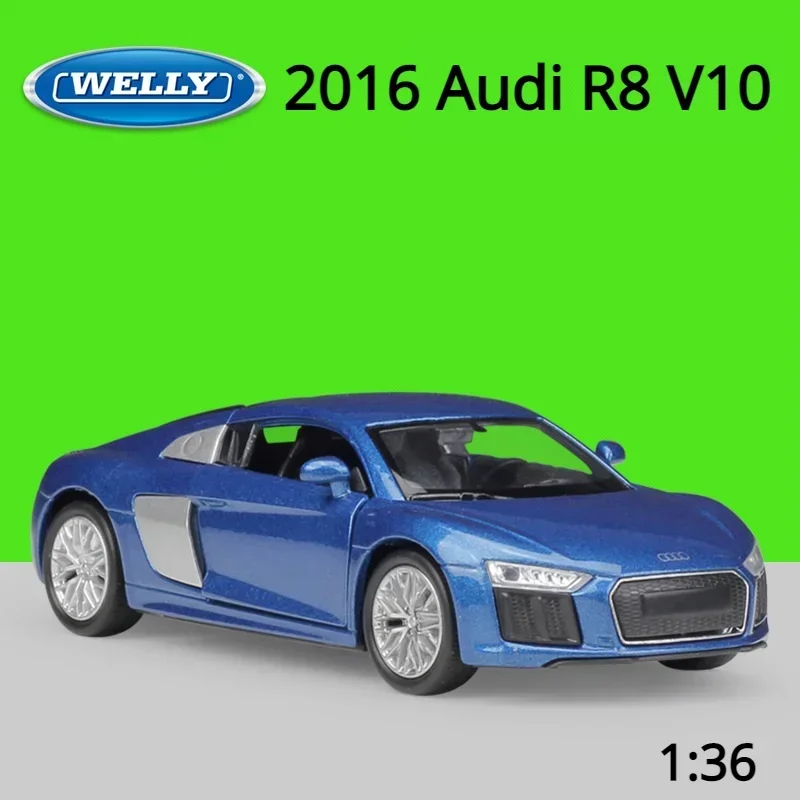 WELLY 1:36 2016 R8 V10 Legering Luxe Voertuig Diecast Pull Back Auto Model Goederen Speelgoed Collectie