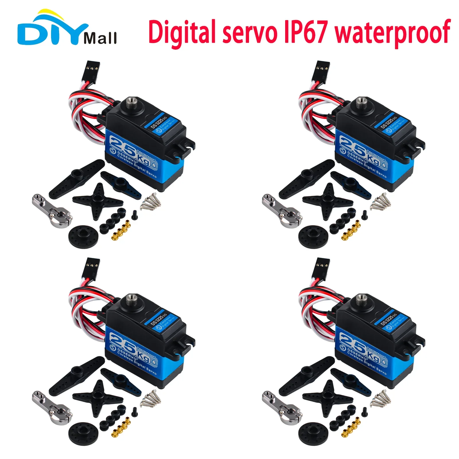 

DS3225 25KG Coreless Digital Servo High Torque 180/270° IP67 Waterproof Full Metal Gear for 1/8 1/10 Robot RC Car