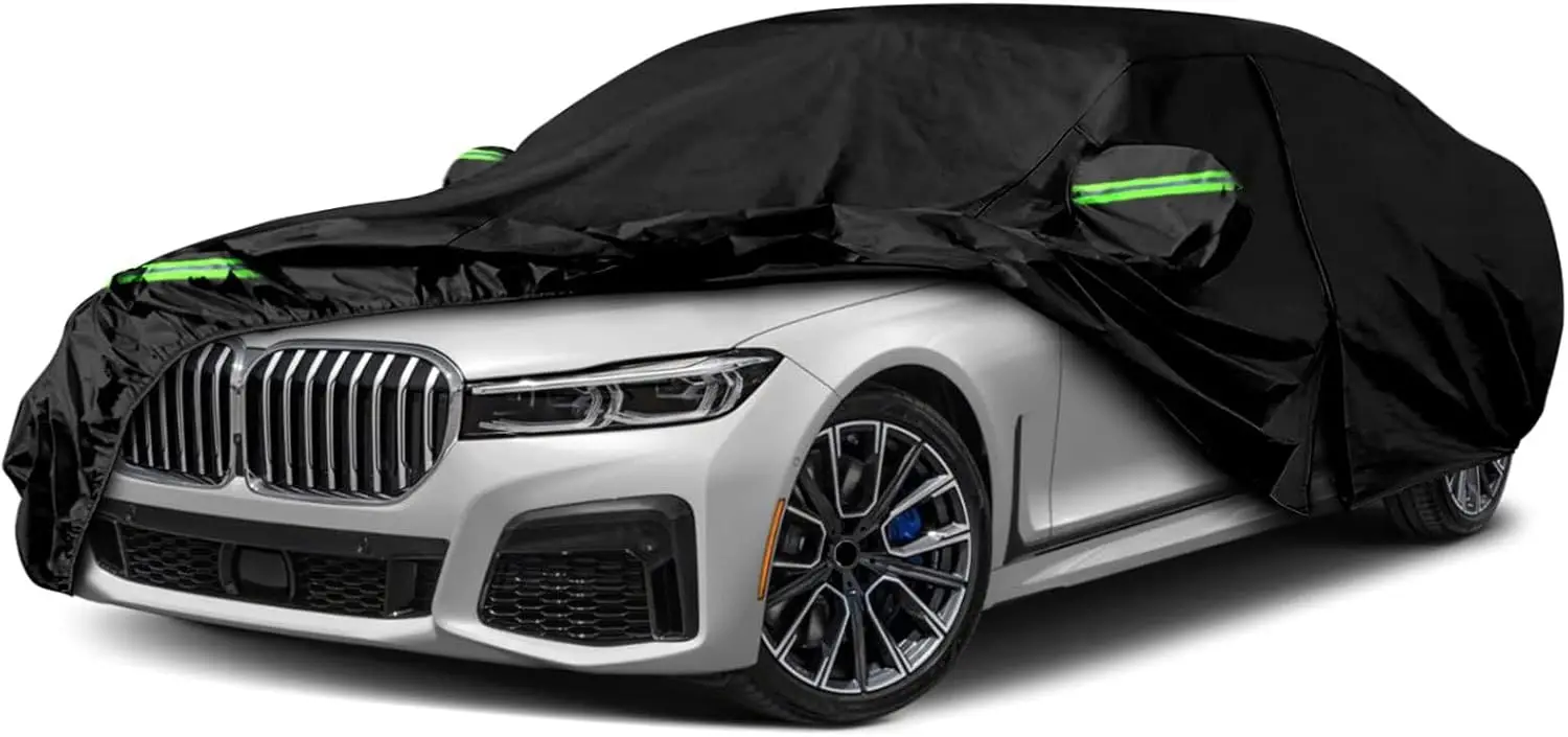 

Водонепроницаемый всепогодный автомобильный чехол для BMW 7 серии 2010-2025, черный с внутренней хлопковой защитой