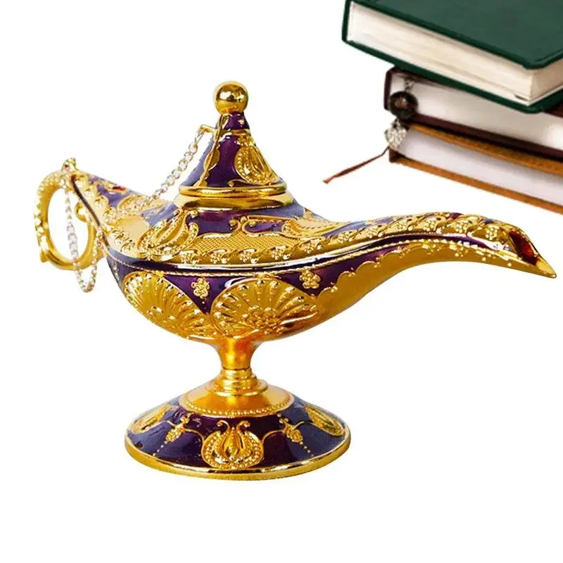 Legendary Aladdin Lamp Vintage Aladdin Lamp Metal Crafts Classic Costume Arabian Props Tabletop Decor for Wedding Party