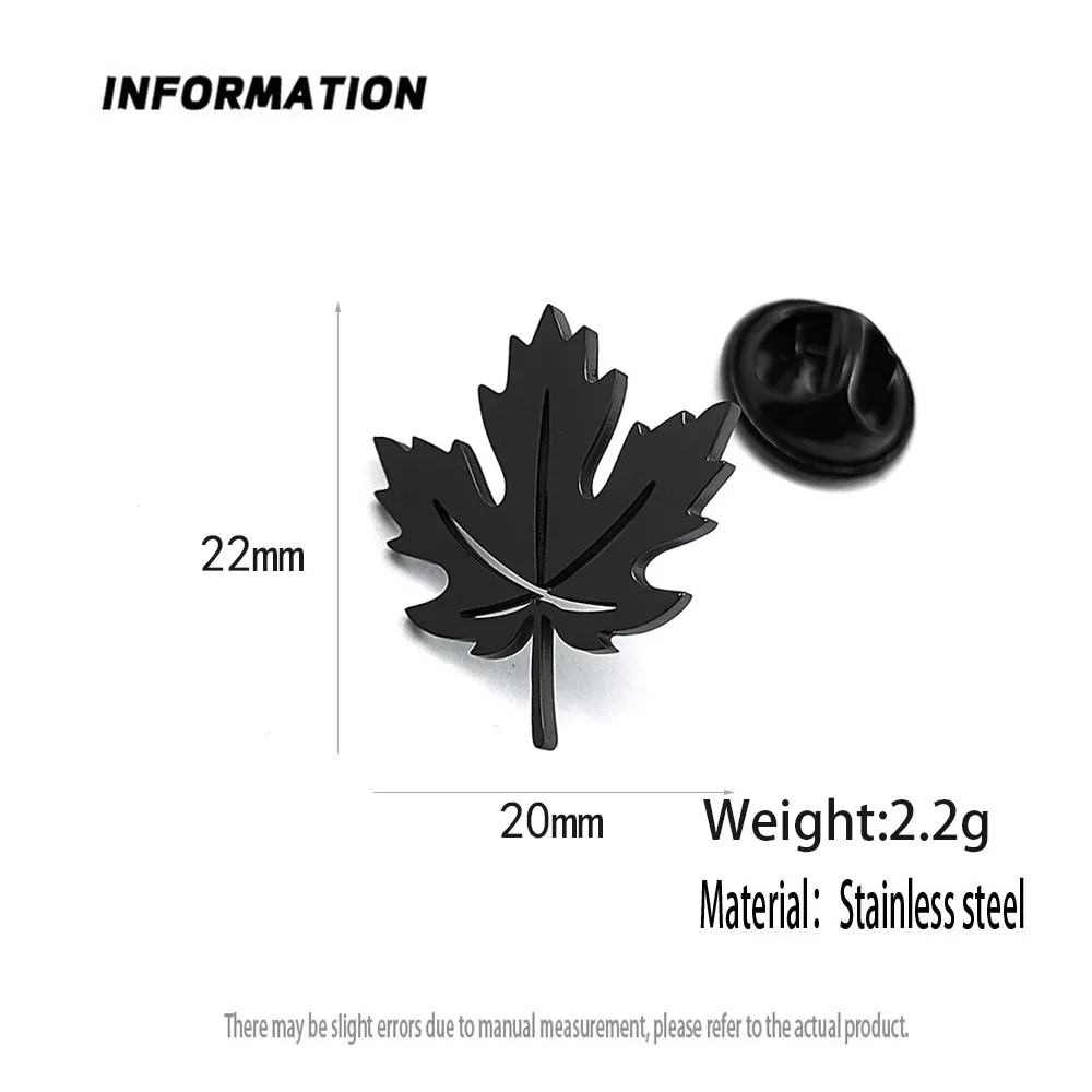 Stainless Steel Maple Leaf Brooches for Men Plant Leaf Pins Office Party Collection Friends Gifts Accessories