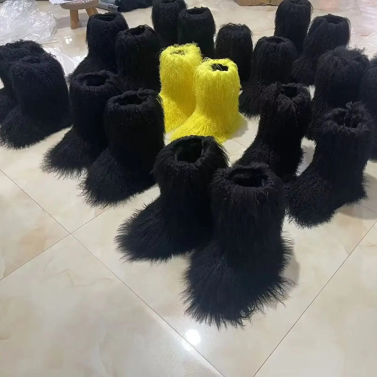2026 Real Mongolian Fur Noots Wool Boots Warm Snow Boot Fur