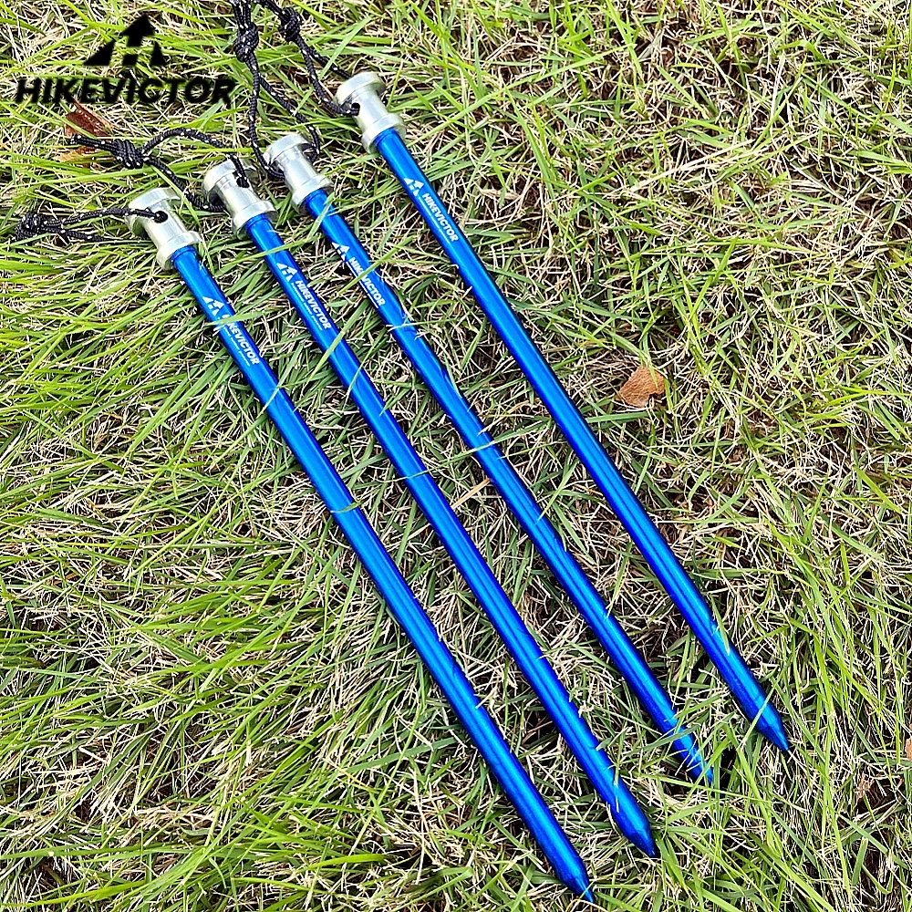 Hikevictor 4Pcs/Lot 23CM Aluminum Camping Tent Stakes Heavy Duty Ground Pegs Hammock Tarps Awning Canopy Nails Tent Spikes