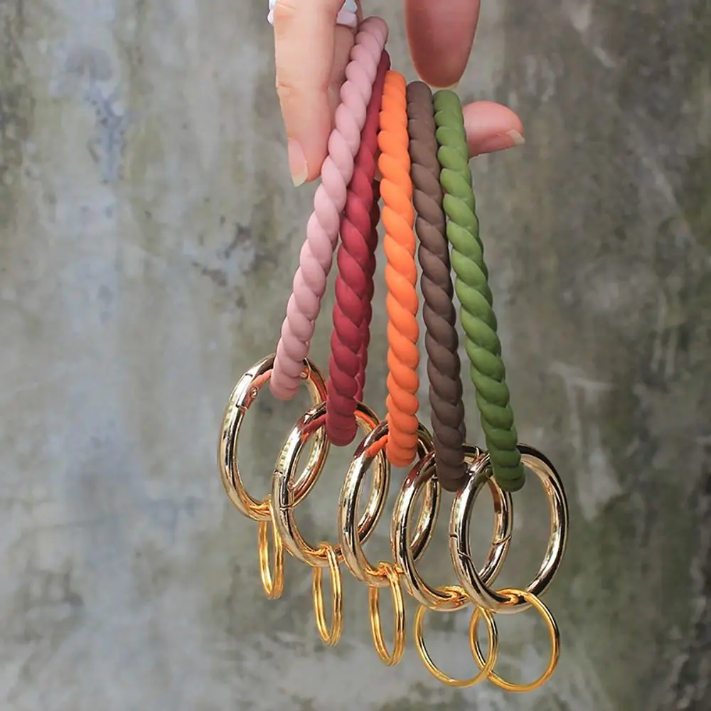 캐주얼 실리콘 손목 키체인, 내구성 세척 가능 키링 팔찌, 패션 뱅글 키링