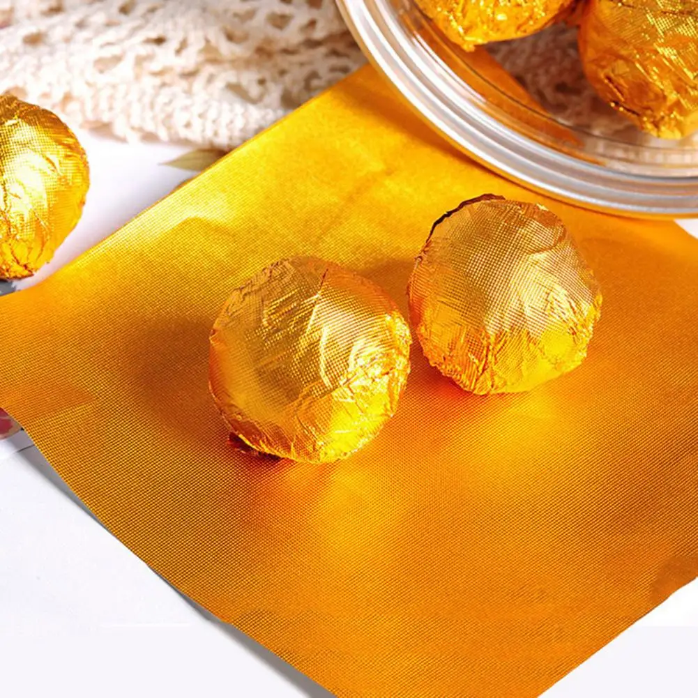 100Pcs Aluminum Foil Paper，Candy Chocolate Biscuits Tin Wrapping Paper ，Waterproof Wrapping Paper，Kitchen Supplies