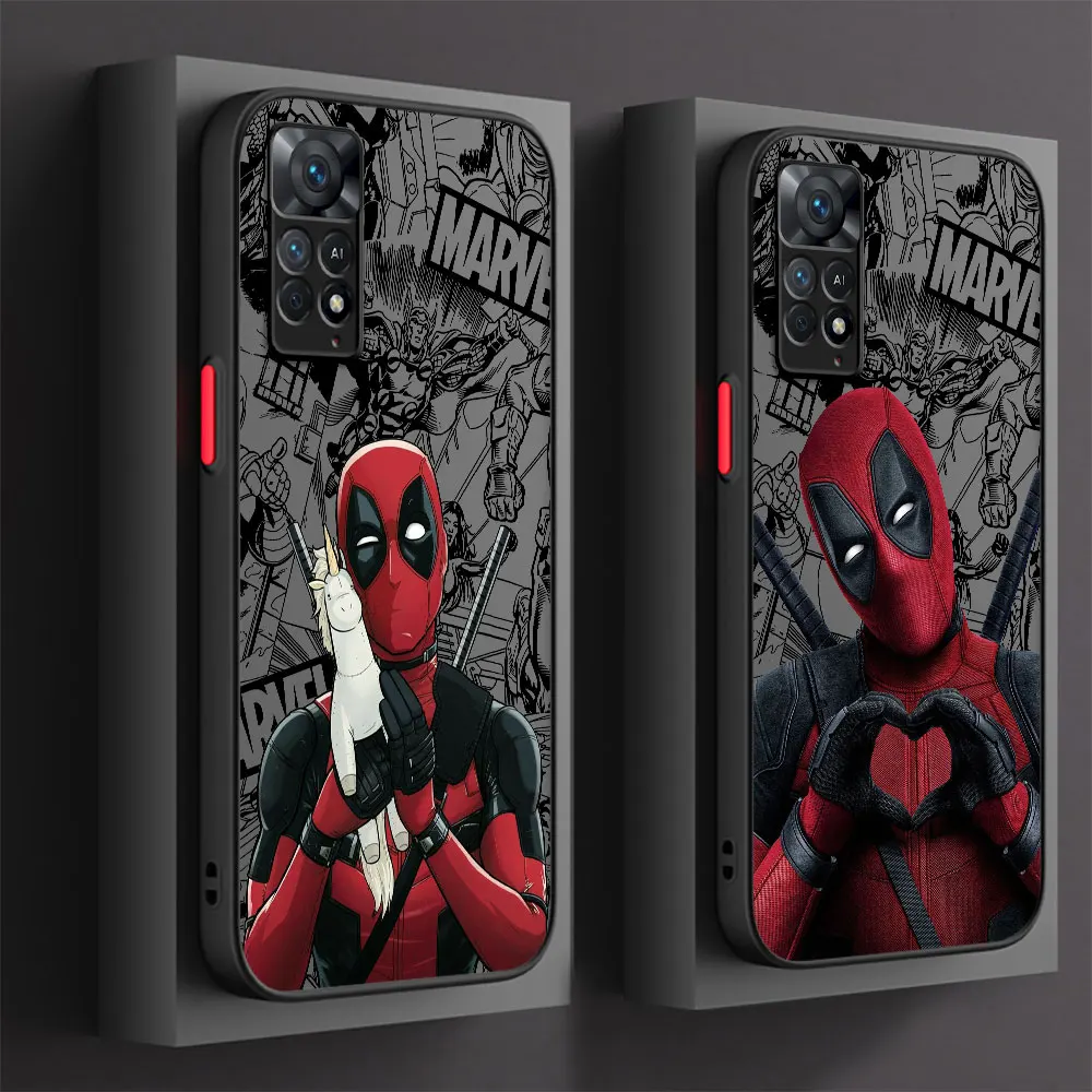 Phone Case for Xiaomi Redmi Note 9S 8 7 8T 11S 12S 10S 11 Pro 9 10 Pro 11T 12 13 Pro Matte Marvel Deadpool Cover Hard PC Clear