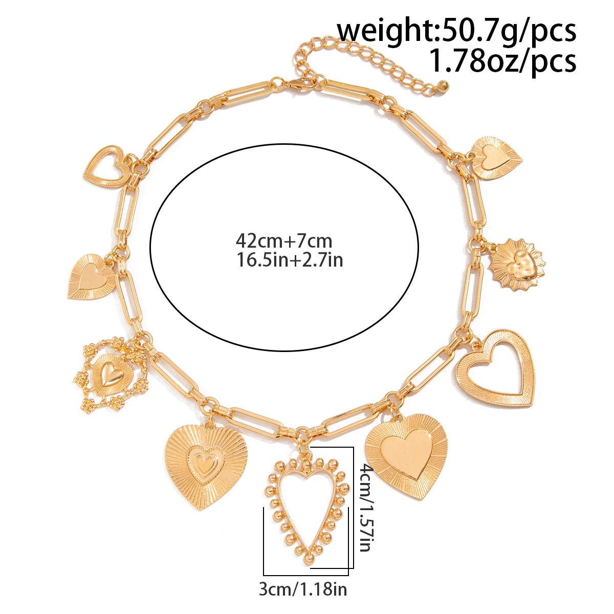 PuRui Goth Personalized Big Love Heart Pendant Choker Necklace for Women Punk Metal Gold Color Chain Neck Jewelry Accessories