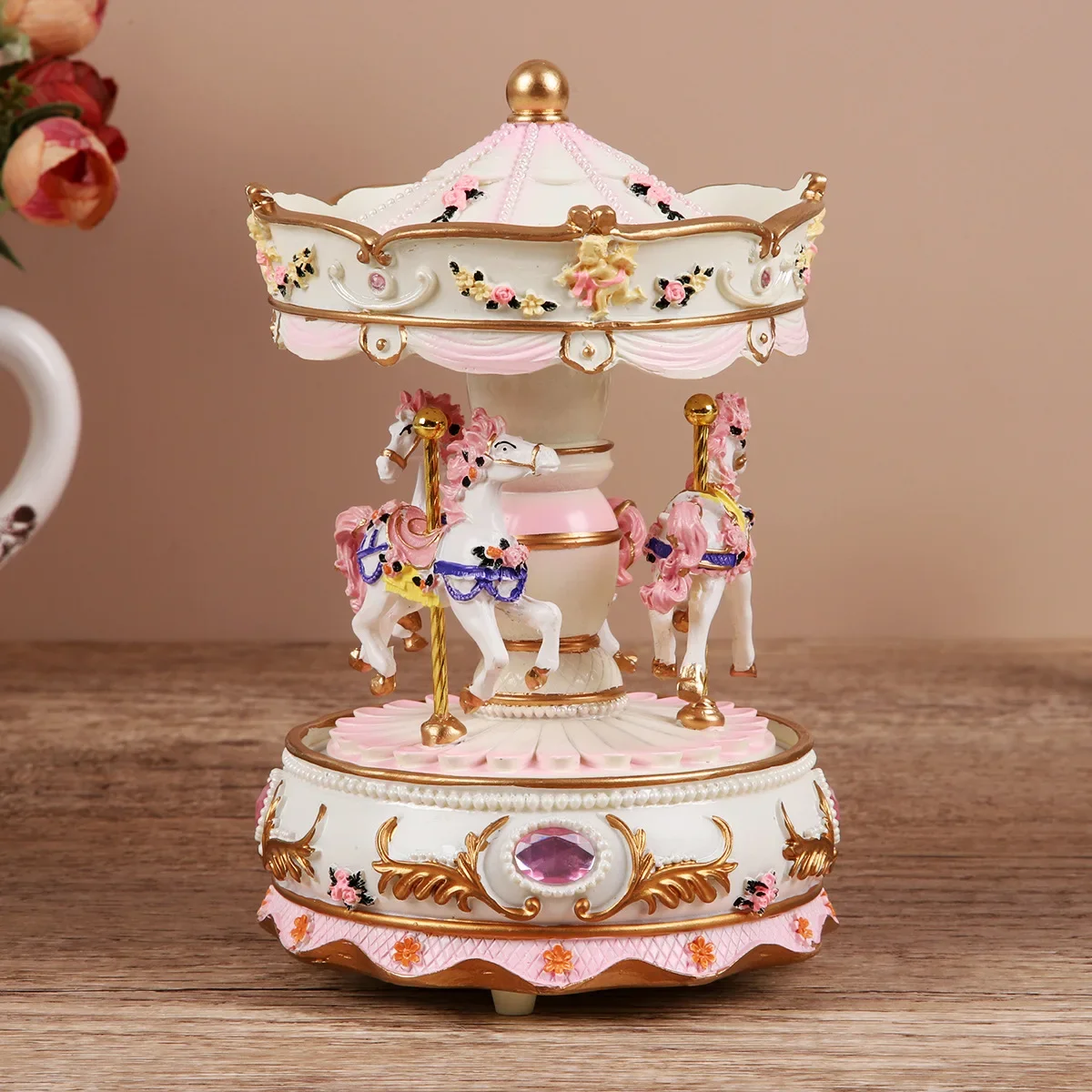 Luminous Carousel Music Box Music Box for Little Girl Princess Classmate Girl Heart Girl Birthday Gift Music Box