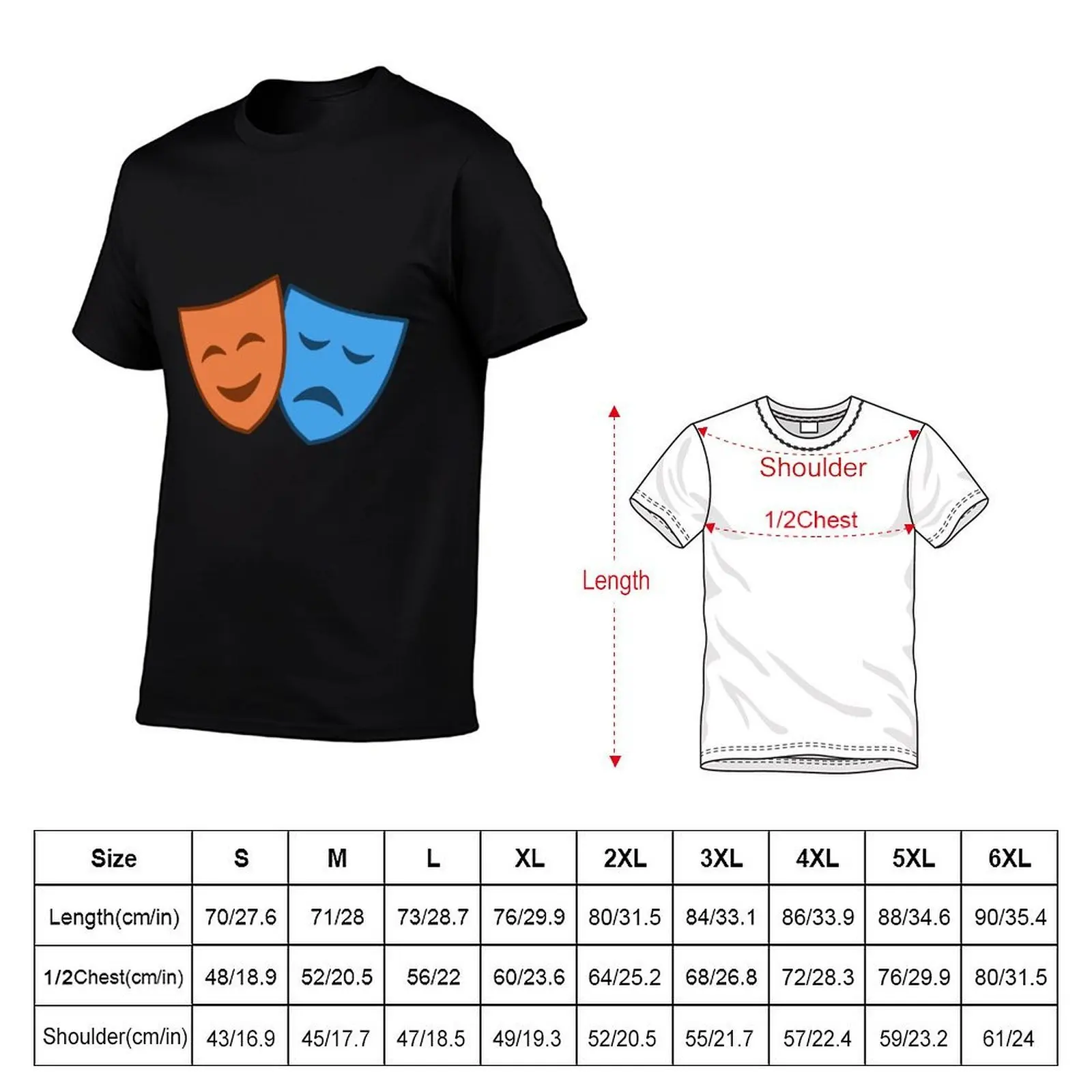 Comedy/ Tragedy Masks T-Shirt Independence Day Short Sleeve T-Shirt view 5