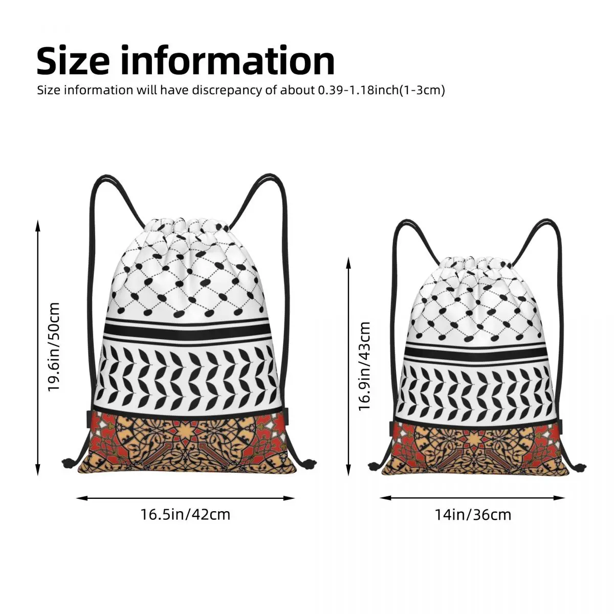 Palestine Palestinian Keffiyeh Drawstring Backpack Sports Gym Sackpack String Bag for Exercise