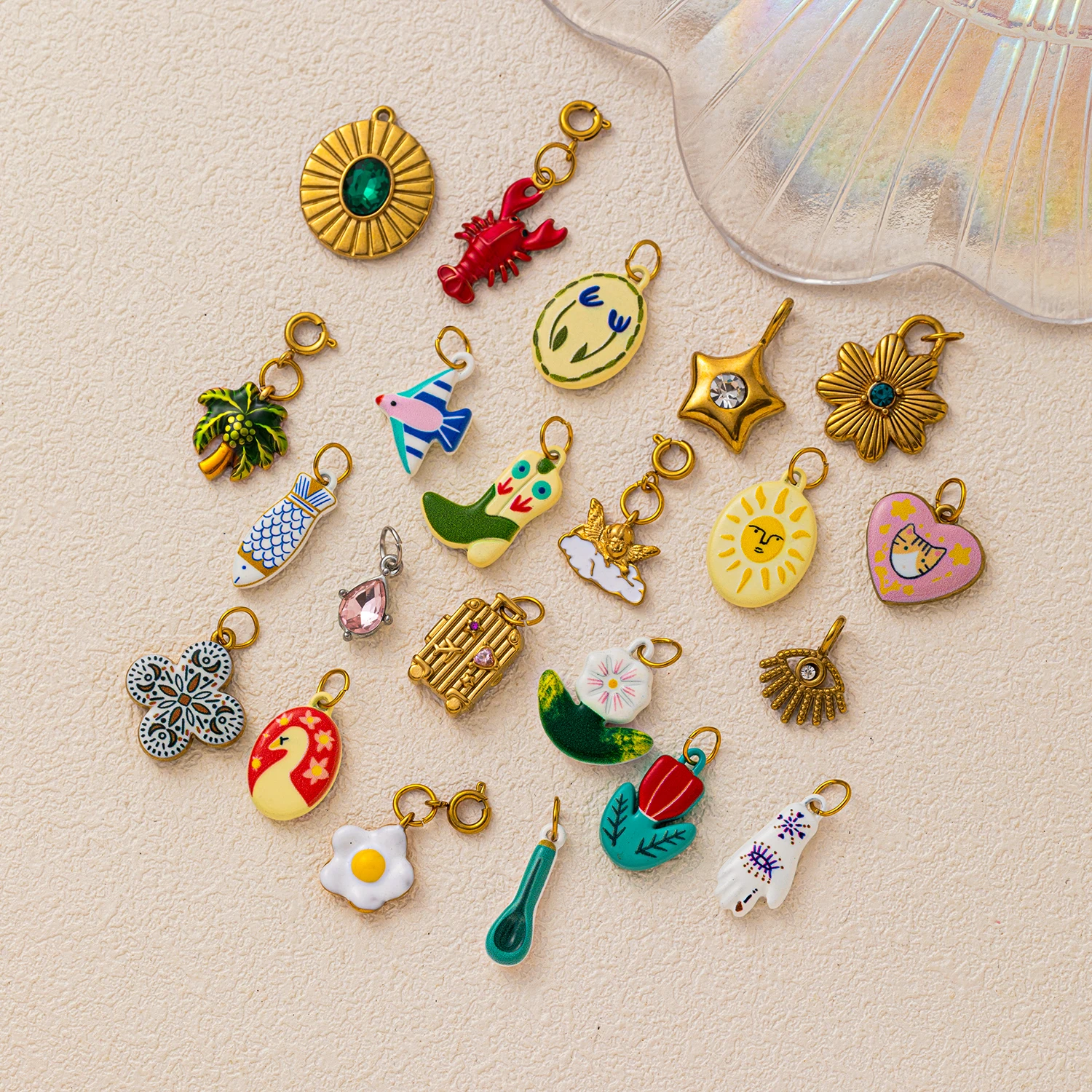 جديد عصري زهرة الأسماك الصغيرة البرسيم ستار DIY قلادة سحر للمجوهرات سحر الفولاذ المقاوم للصدأ