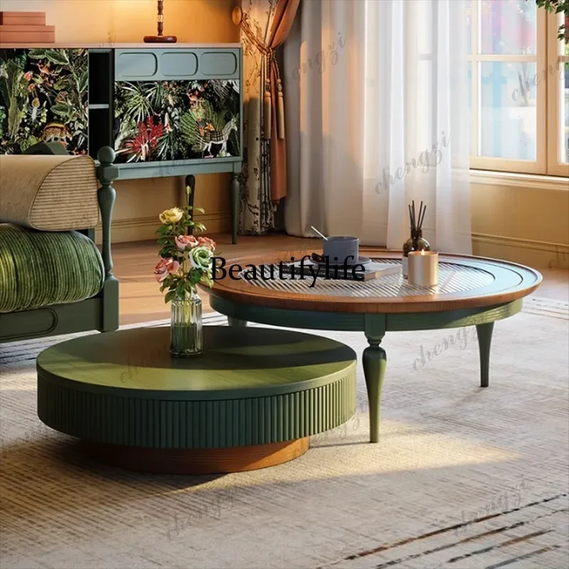 K153 Vintage Glam Coffee Table Midcentury Design European Luxury Coffee Table Round Beauty Meubles De Maison Salon Home Furnitur
