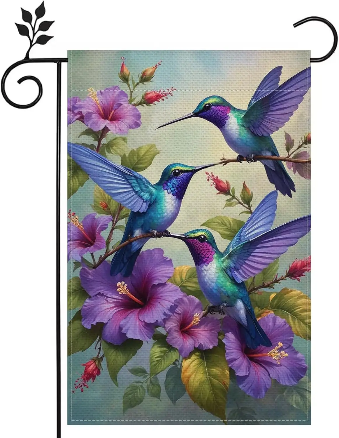 Birds Spring Color Flowers Garden Flag 12x18 Inch Double Sided Small Burlap Outdoor Yard Lawn Farmhouse Seasonal Spring Summ PPZ