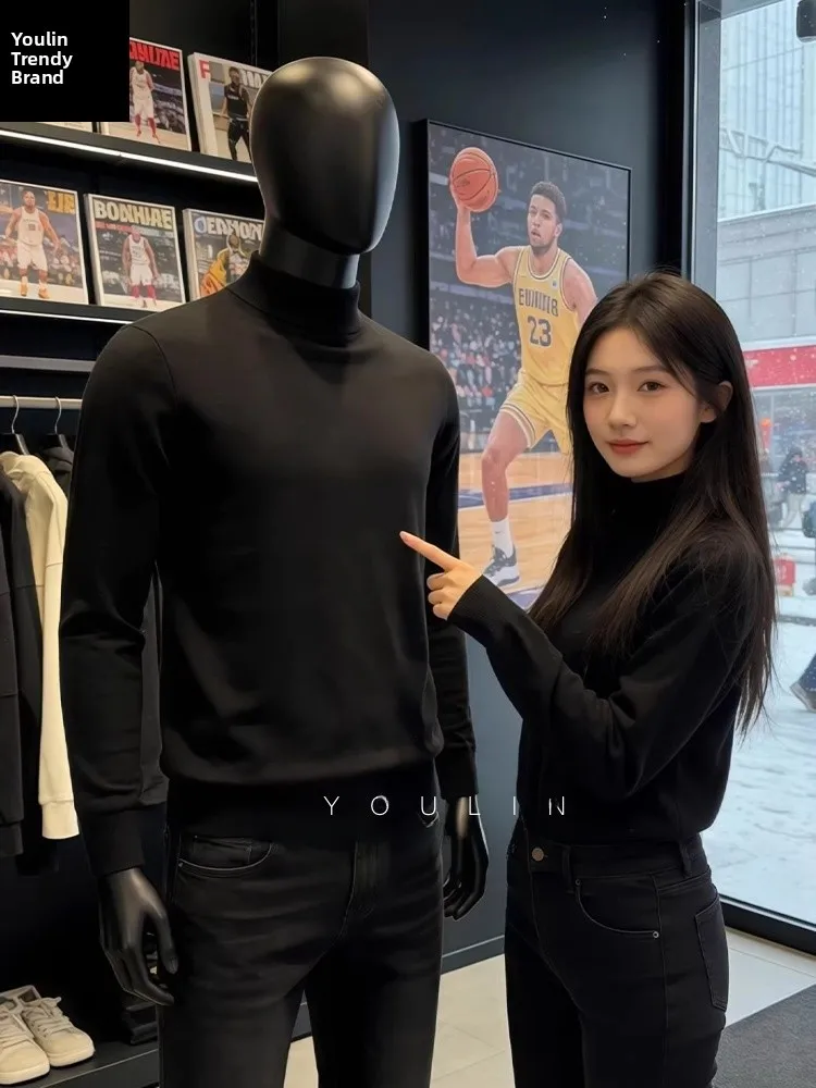 

Мужской трикотажный джемпер Cleanfit Bla с высоким воротником, облегающий, для ношения под одеждой, зимний, модный базовый слой, мягкий вязаный лонгслив