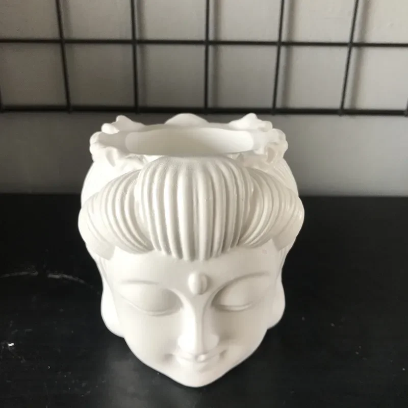 

Силиконовые формы для горшков ручной работы, кашпо для цемента DIY 3D, бетонная форма для головы человеческого Будды, ваза для украшения гипса