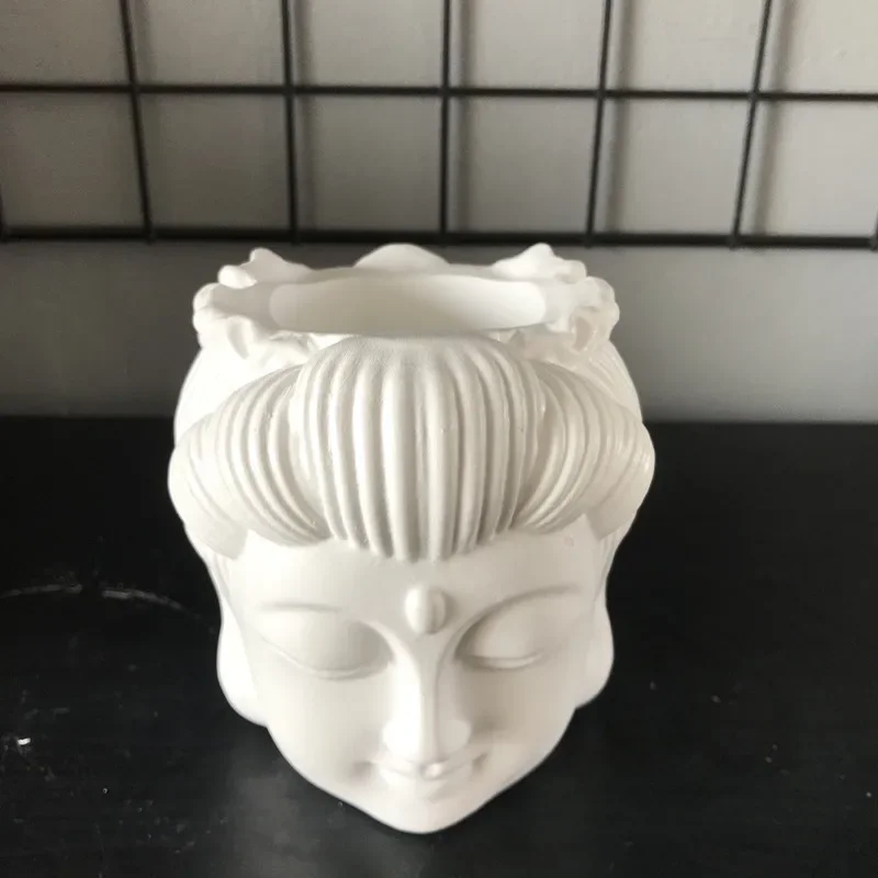 

Handmade Silicone Pot Molds, DIY 3D Cement Planter, Concrete Human Buddha Head Mould, Decorating Plaster Craft Vase