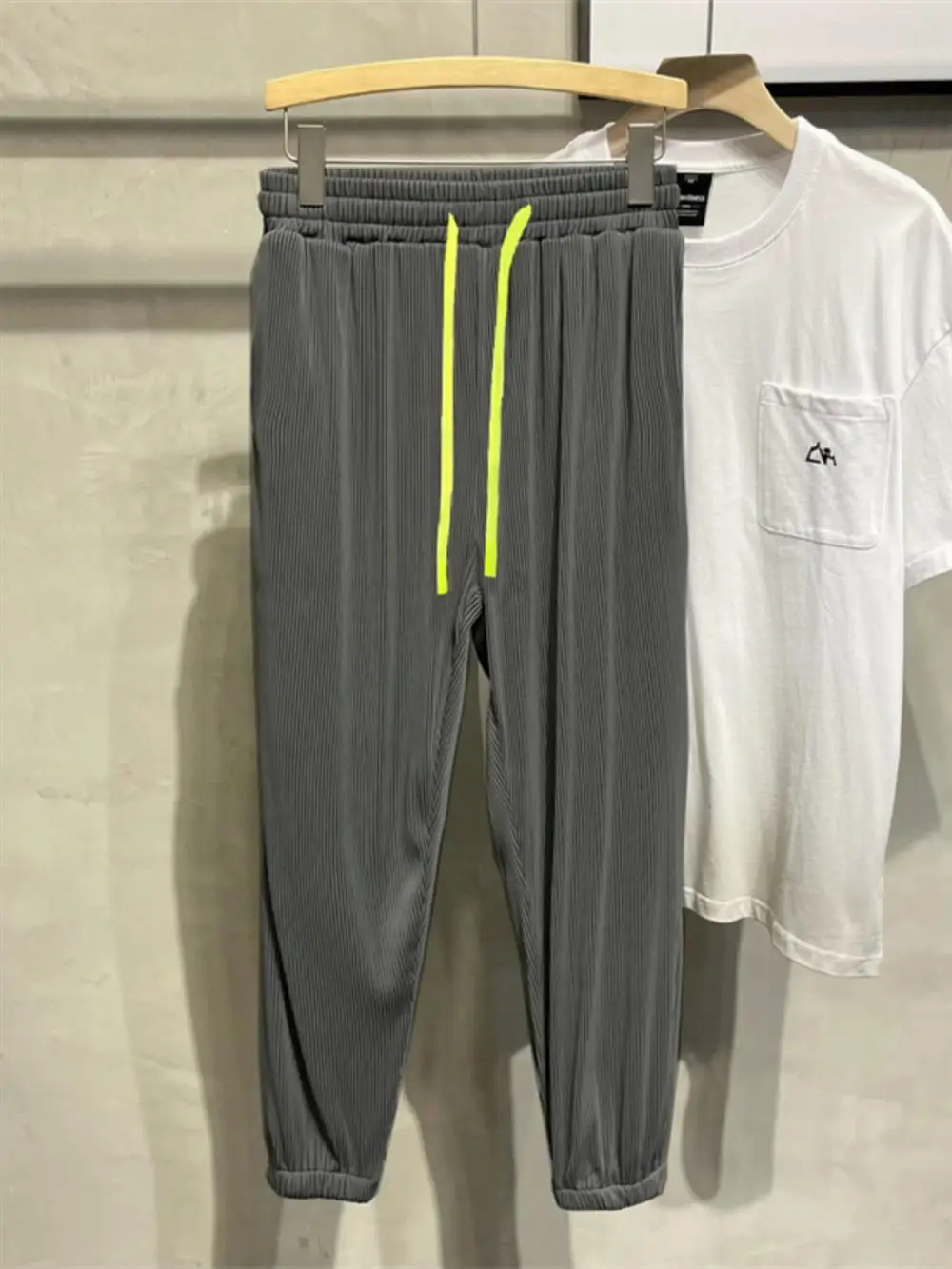 

Thin Long Sports Pants Loose Fit Casual Qui Dry Ice Silk Men's Nine Points Summer Trousers Breathable Comfortable Leisure