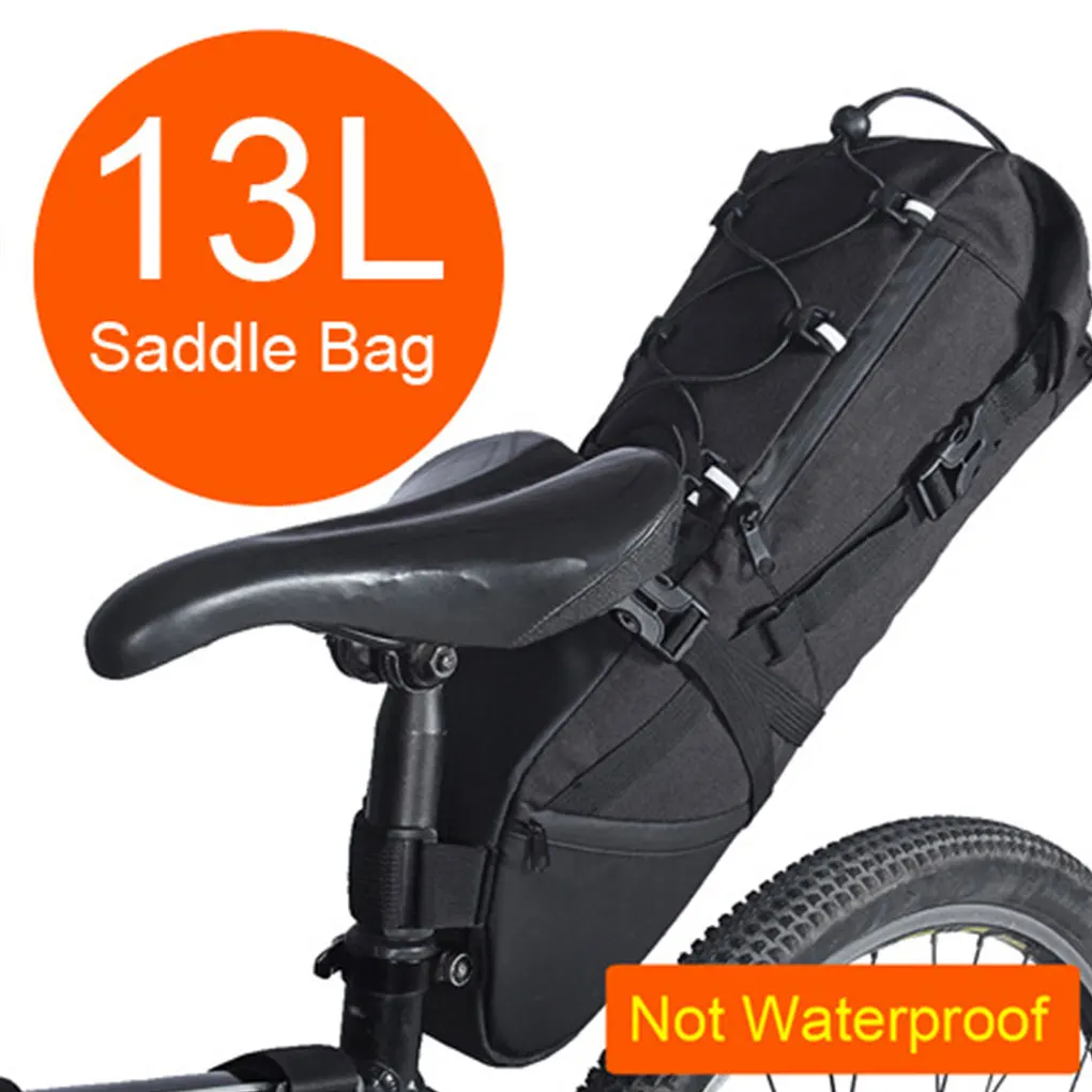 Bike Saddle Bag with Reflective Strip Wear-resistant 10L/13L Pack Accessories Large Capacity Under Seat Bags Travel  10L