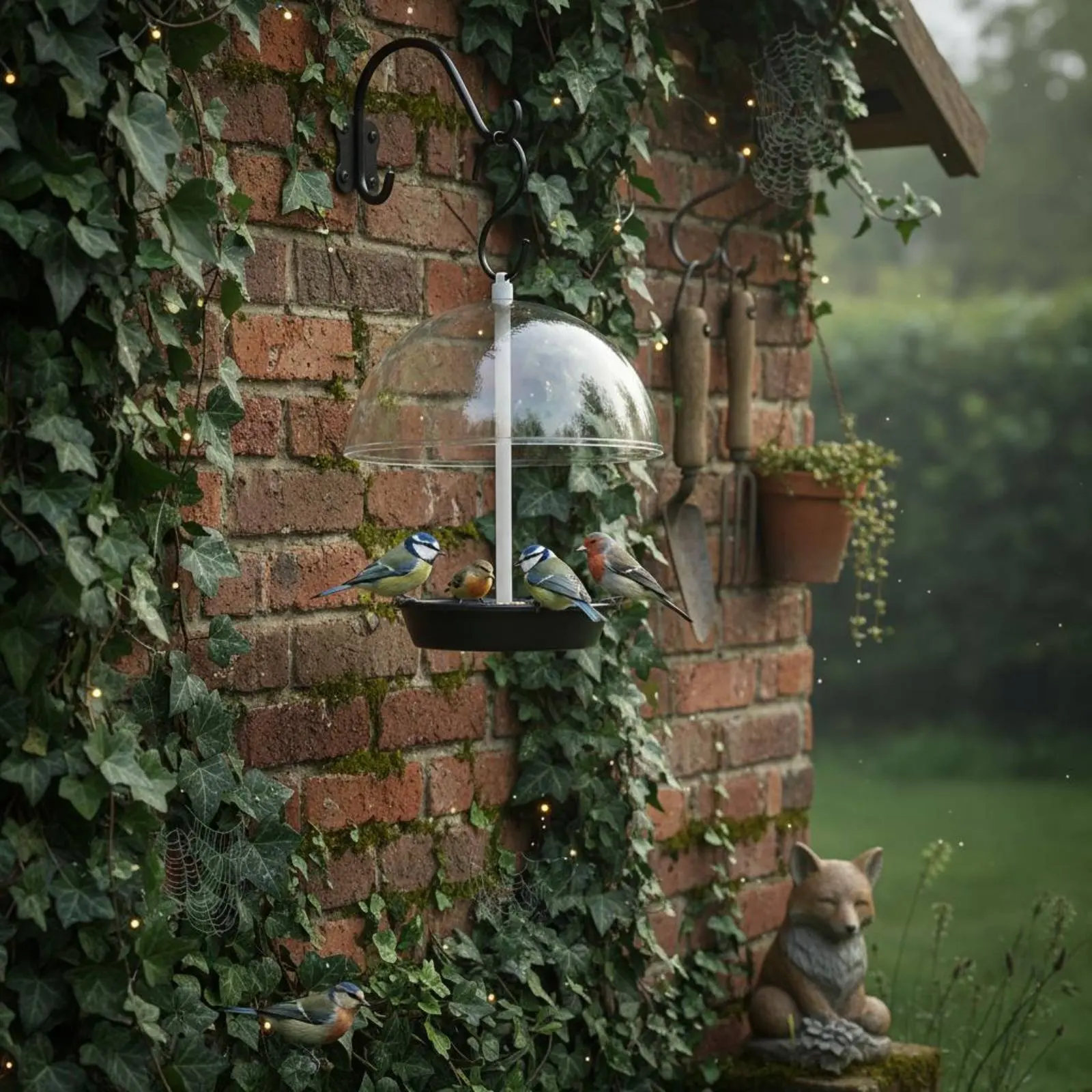 

Hanging Bird Feeder Transparent Clear Bird Feeder Outdoor Decor Easy to See Detachable Parts for Garden