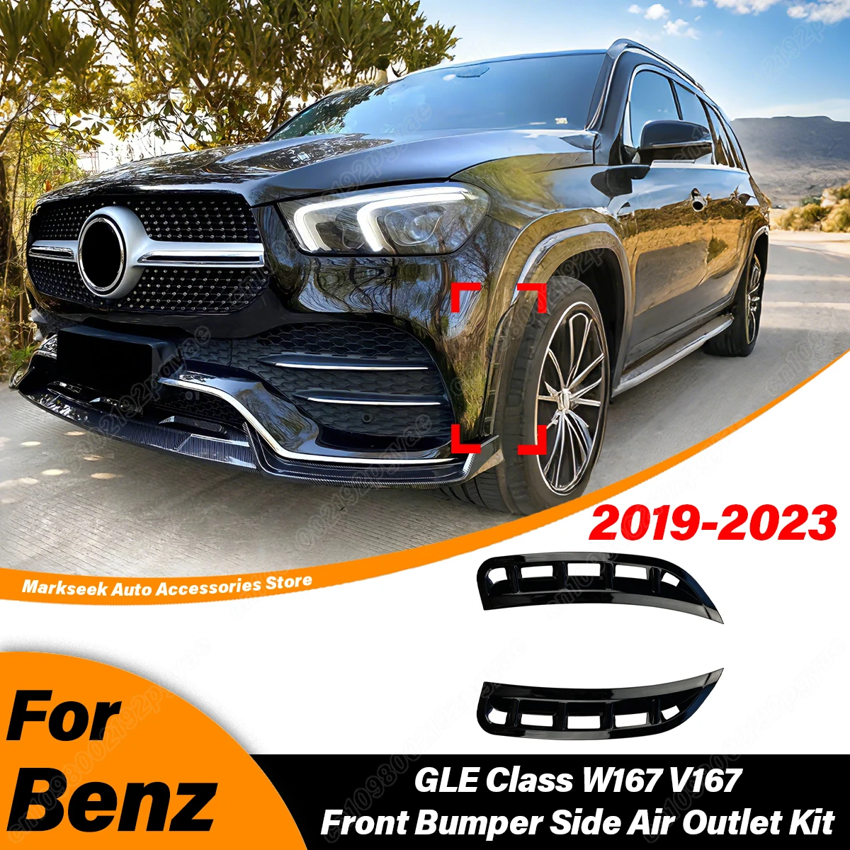 

For Mercedes-Benz GLE Class W167 V167 2019 2020 2021 2022 2023 Auto Front Bumper Side Air Outlet Car Front Canards Body Kit