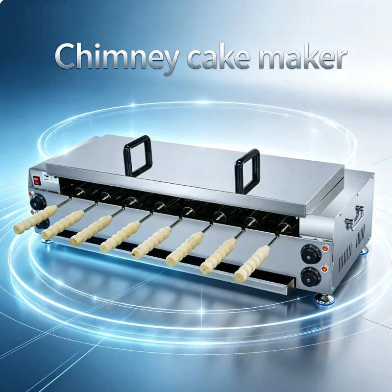 Electric Chimney Cake Kurtos Kalacs Machine Donut Doughnut Ice-Cream Cone Maker Hungary Trdelnik Chimney Bread Roll Machine