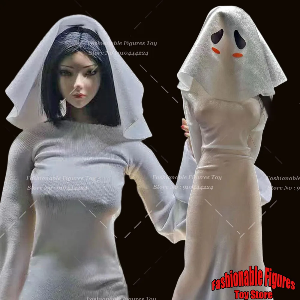 

1/6 Women Soldier Dress Long Sleeve Ghost Girl Cosplay Costume Ghost Princess Skirt Headband Fit 12Inch Action Figure Body Dolls