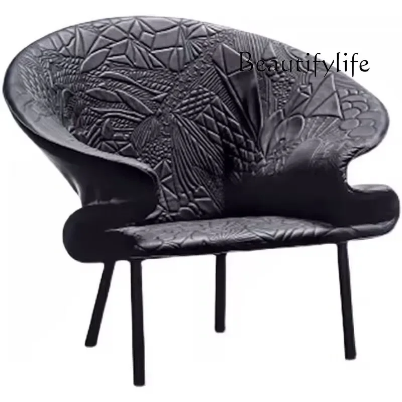 

vV Italian light luxury art single armchair hotel home living room high-end leather sofa chair