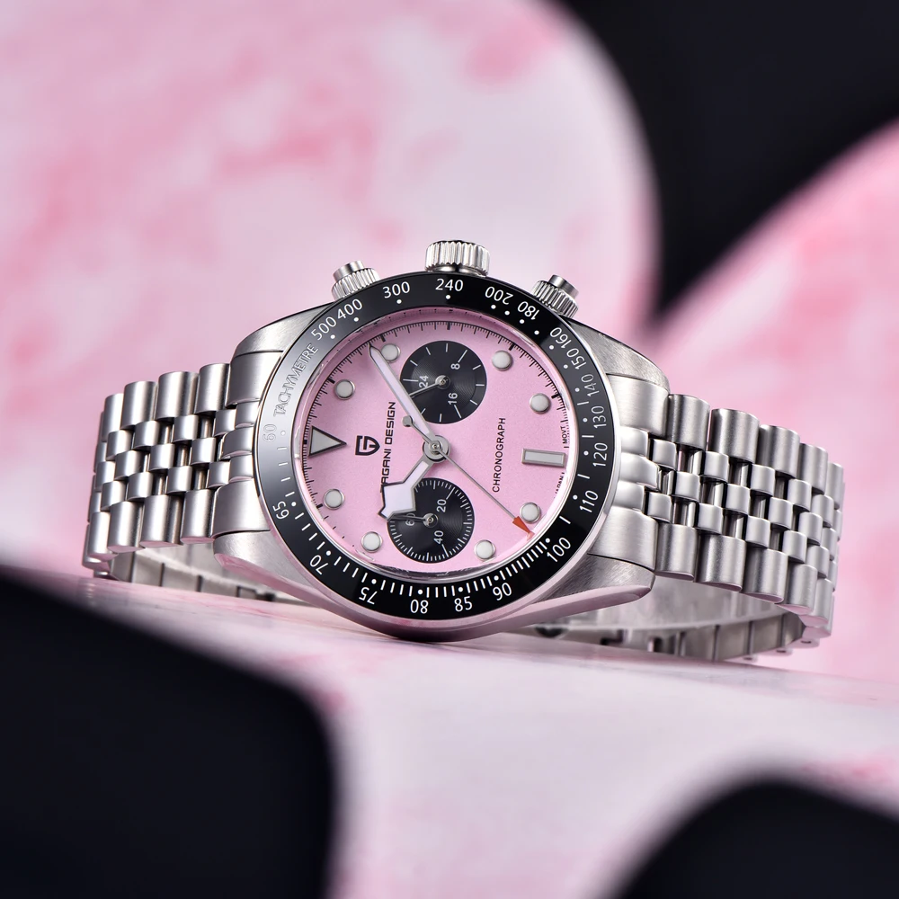 PAGANI DESIGN Men Watches New Pink BB Panda Dial Chronograph Fashion Luxury Quartz Watch For Men VK64 Movt Waterproof Watch 2026 view 2