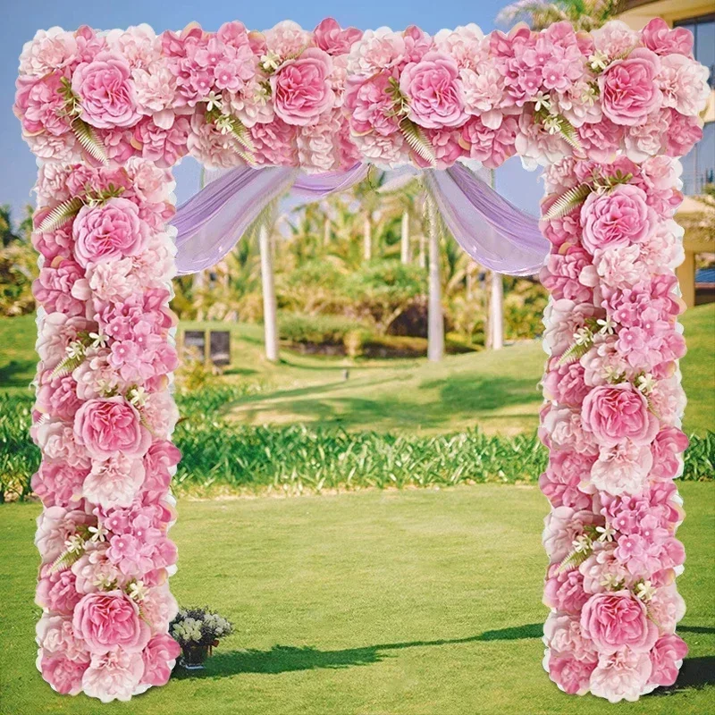 Artificial Rose Flower Panel For Wedding Decor Party Bridal Shower Decor Fake Silk Roses Arc Floral Flower Pink Series