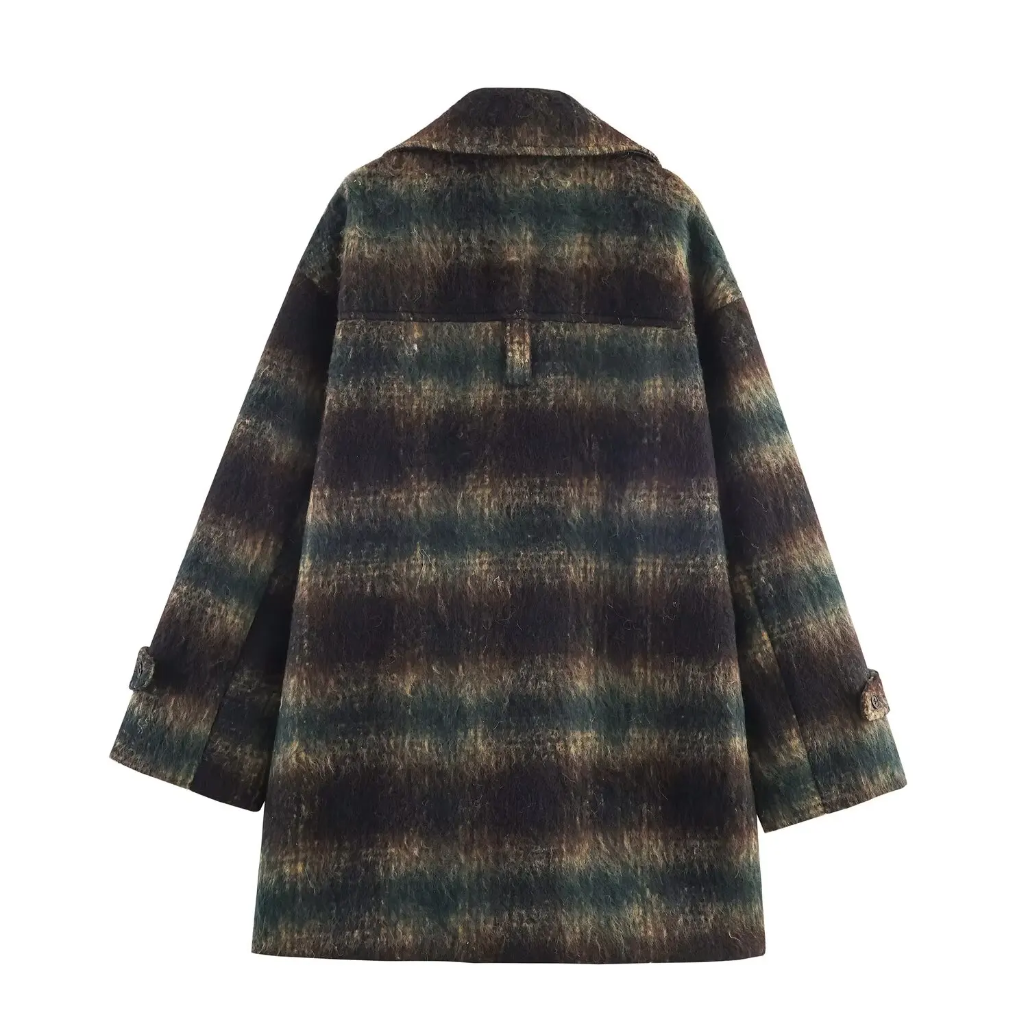 KONDALA Chic 2025 Autumn Women Vintage Brown Coat Single Breasted Loose Outwear Elegant Plaid Streetwear Female Casual Fall Coat