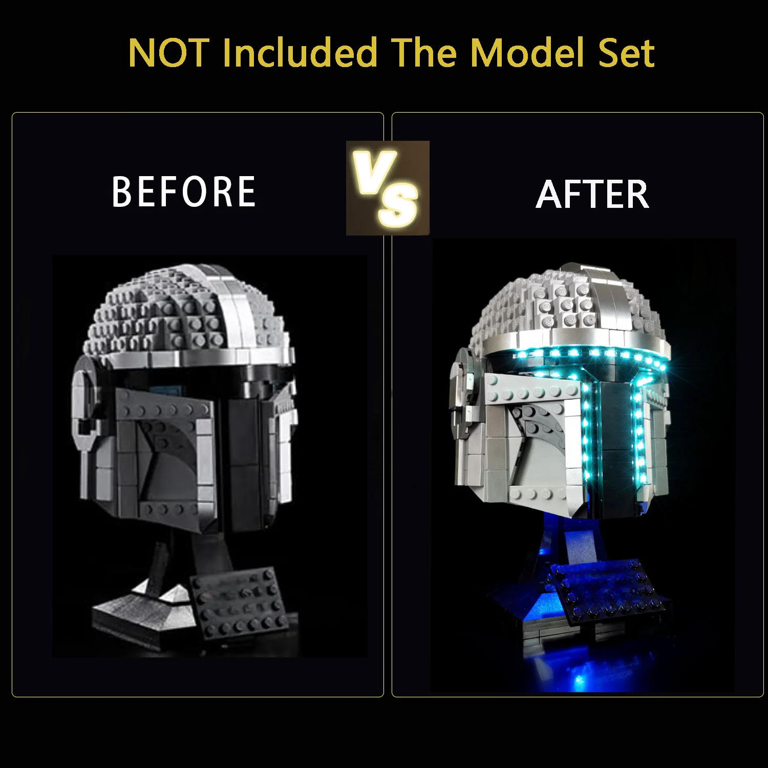 LYBMTWF Lumière LED pour 75328, compatible avec le modèle de casque mandalorien, kits d'éclairage de construction sans modèle