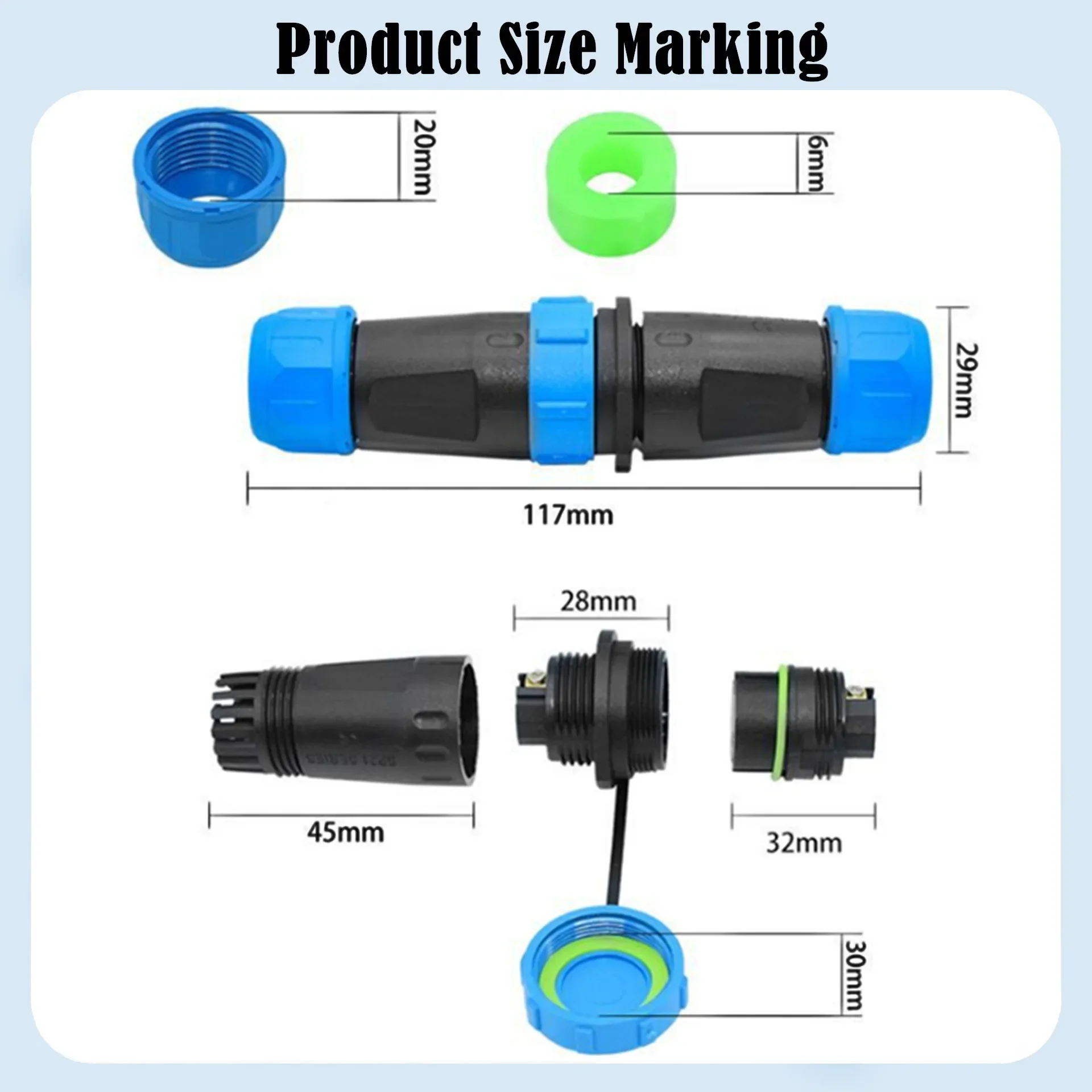IP68 Waterproof Junction Box Outdoor External Sleeve Coupler,SP21 Cable Connector Ø8-12mm Wire Range(AVC 500V-1500V,400V, 30A)