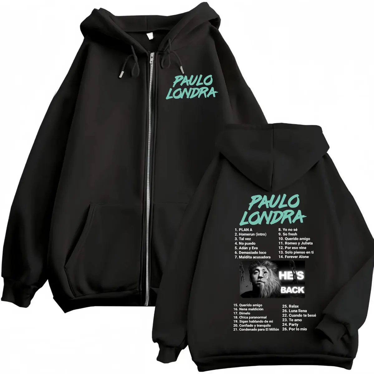 

Rapper Paulo Londra Album Merch Zipper Hoodie Men Women Hip Hop Fashion Zip Up Pullovers High Quality Fleece Hooded Sweatshirts
