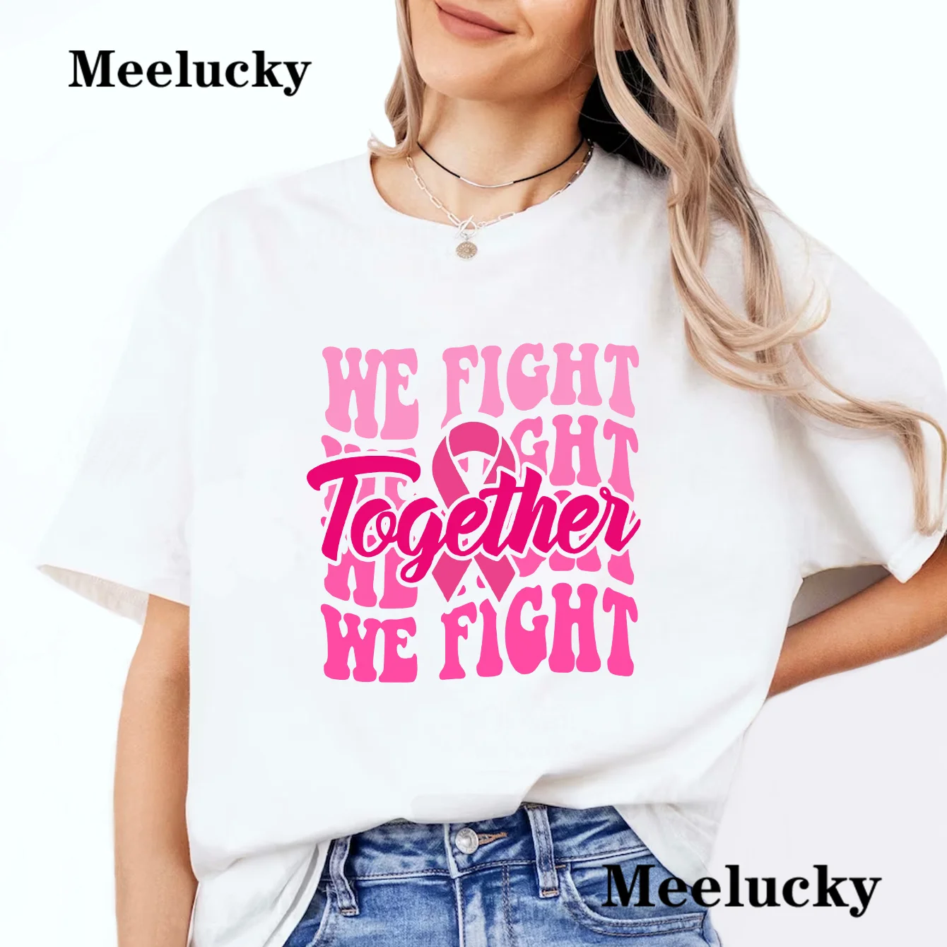 Together We Fight Letter Print T-Shirt, Casual Loose Short Sleeve Fashion Summer T-Shirts Tops, Women's Clothing