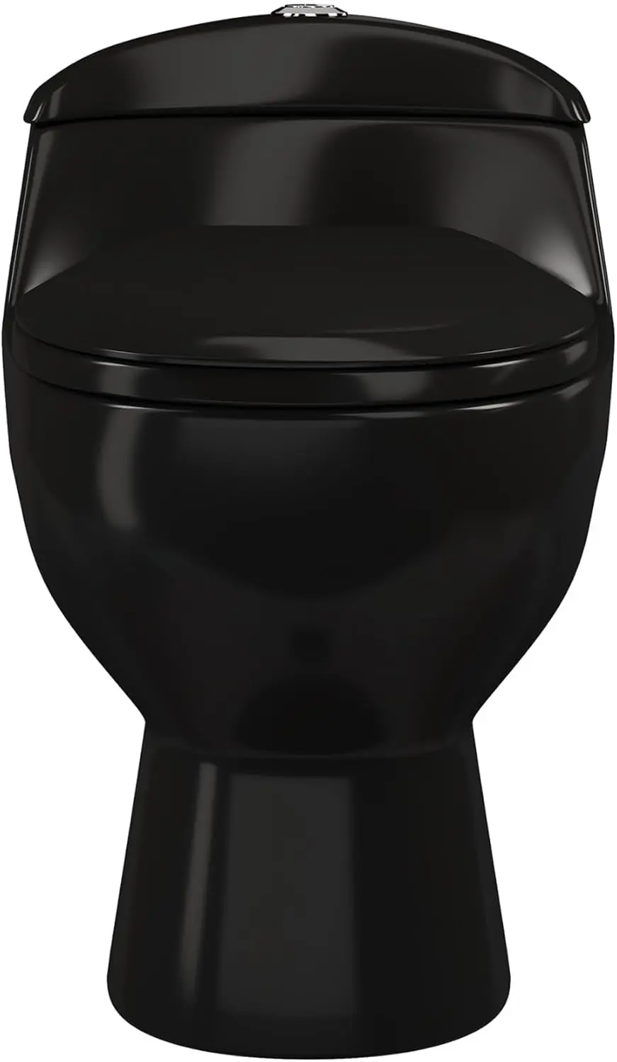 Chateau One-Piece Elongated Toilet Dual-Flush in Glossy Black 1.1/1.6 gpf Soft-Close Quick-Release Toilet Seat