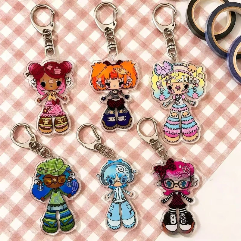 Dopamine Outfit Small Figure Acrylic Keychain Sweet and Cool Girl Dreamy Street Style Good-looking Hanging Decoration Pendant