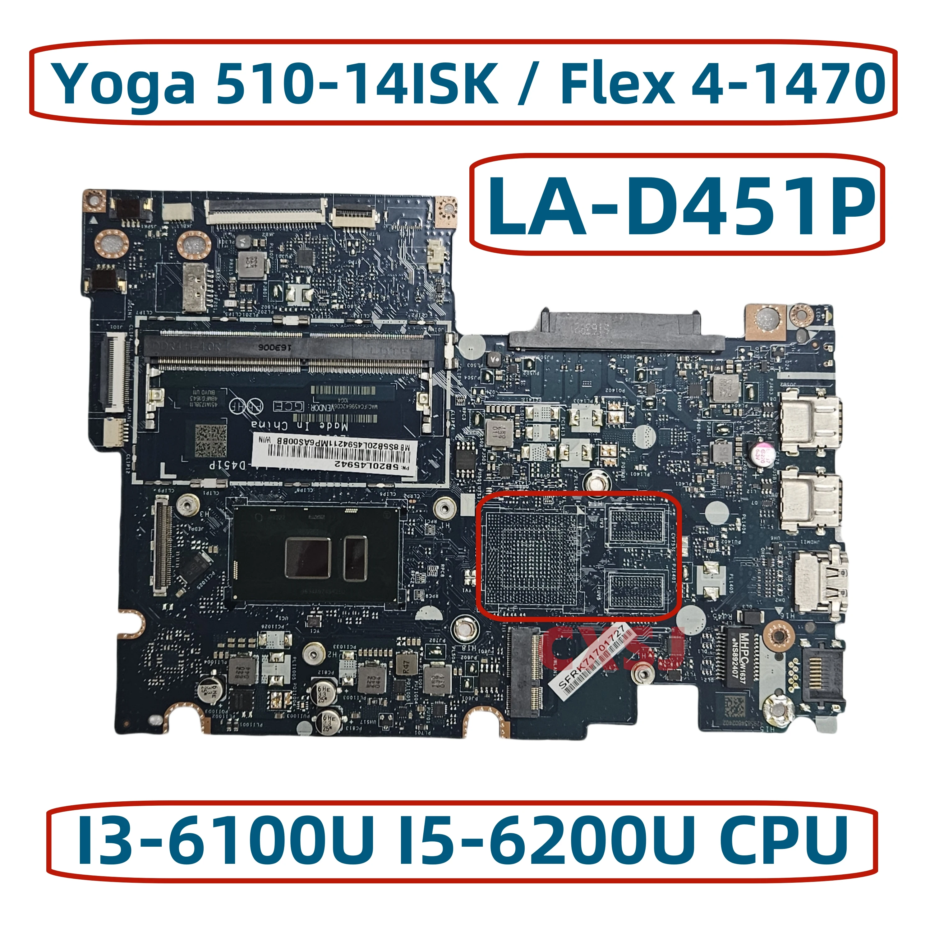 

BIUS1/S2/Y0/Y1 LA-D451P для Lenovo Ideapad Yoga 510-14ISK Flex 4-1470 материнская плата для ноутбука с звёздочным процессором