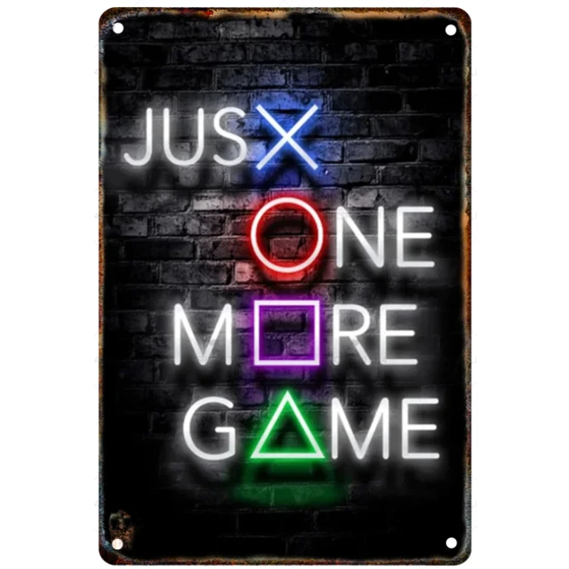 ملصق معدني للاعبين نيون ، لوحة قصدير ، لوحة عتيقة ، جدارية ، منزل ، غرفة أطفال ، غرفة ألعاب ، لوحات ديكور جدارية