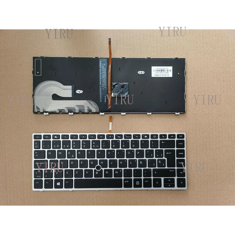 L+ For HP ZBook 14u G5 14u G6 Keyboard Backlit pointer Silver frame Spanish
