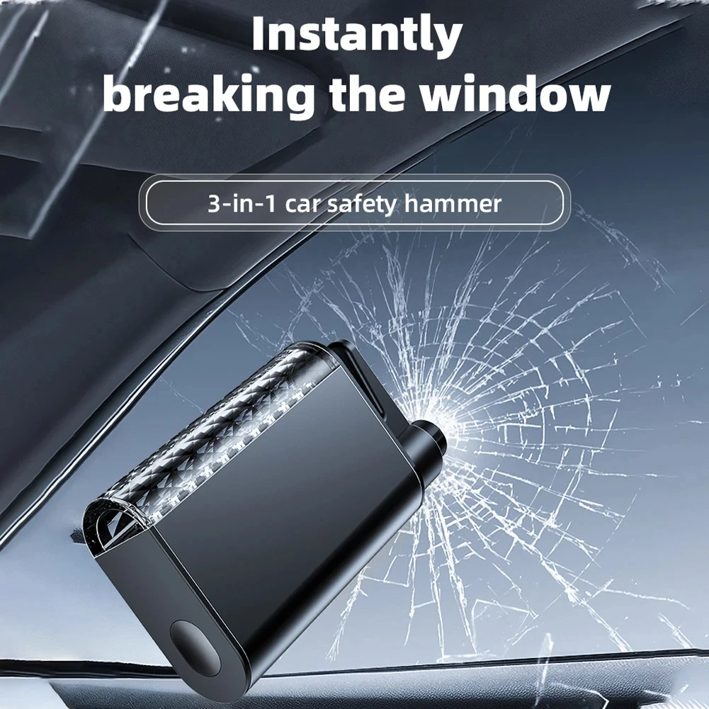 Auto-Sicherheitshammer, 3-in-1, Auto-Notfall-Fensterheber aus Glas, Sicherheitsgurtschneider, lebensrettende Beleuchtungsfunktion, Auto-Notfallwerkzeug – Detail 3