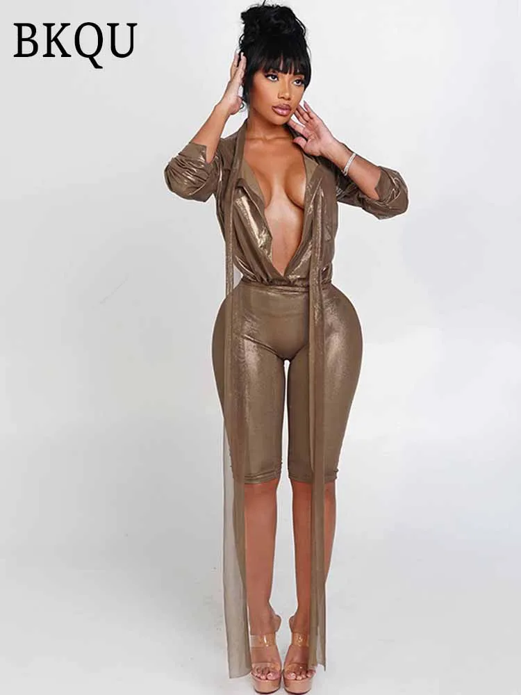 

BKQU Hipster Сексуальный сетчатый комплект из 2 предметов Женский прозрачный бандажный укороченный топ + брюки длиной до колена Одинаковые облегающие шелковистые наряды для ночного клуба