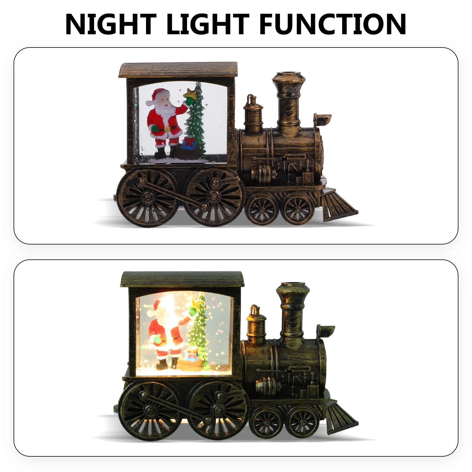 Cabeza de tren brillante, adorno navideño, luz nocturna, globo de nieve, decoraciones navideñas de Papá Noel, centro de mesa festivo para interiores