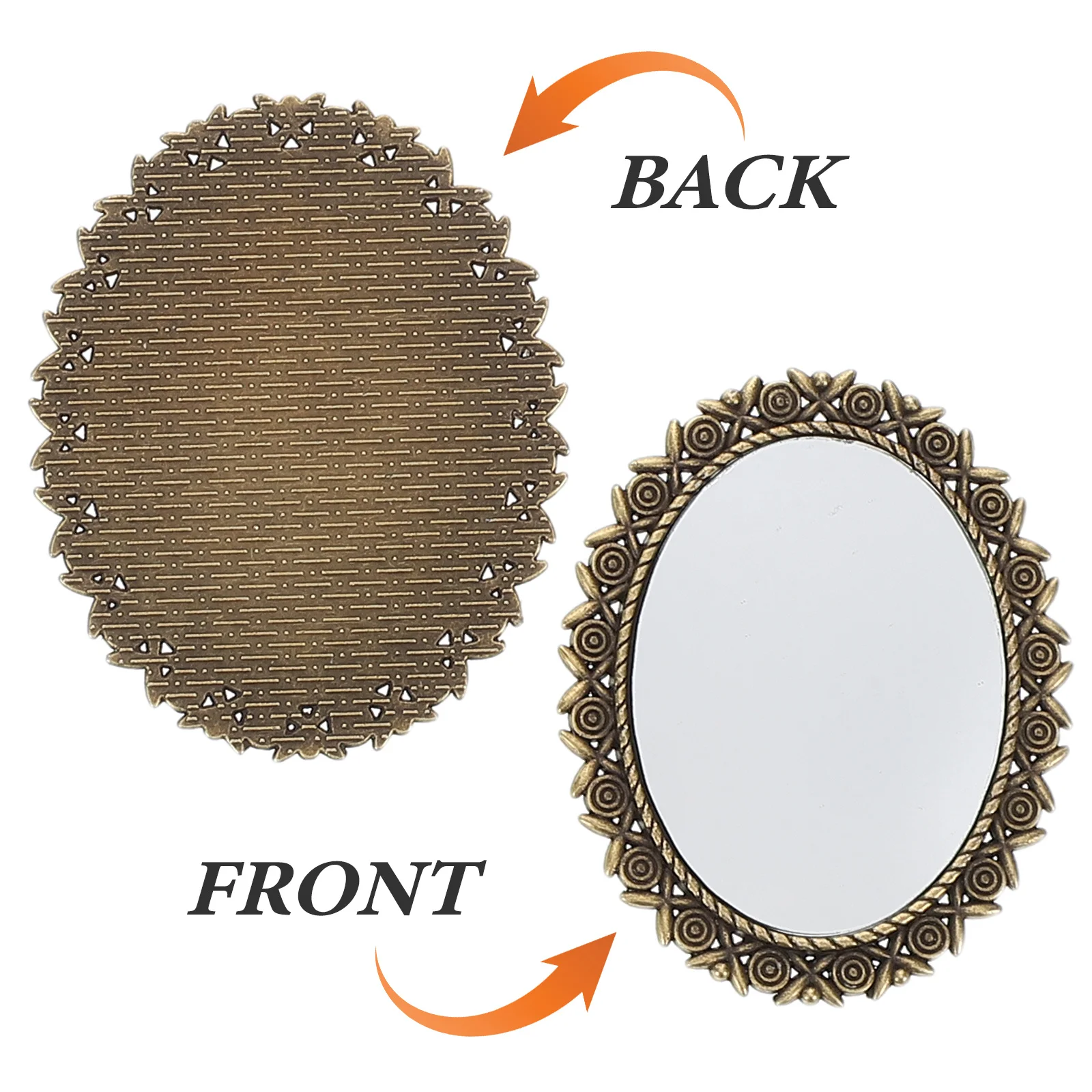 Miroir ovale Vintage pour maison de poupée Miniature, accessoires pour bricolage, aménagement de scène, meubles de chambre à coucher, décoration de salle de bain, 4 pièces