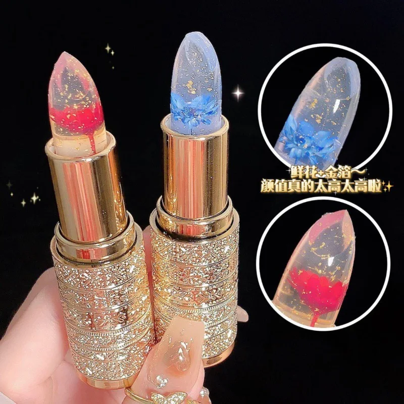 

Flower Jelly Lipstick Temperature Change Moisturizer Long Lasting Nutritious Balm Magic Color Change Lip Gloss