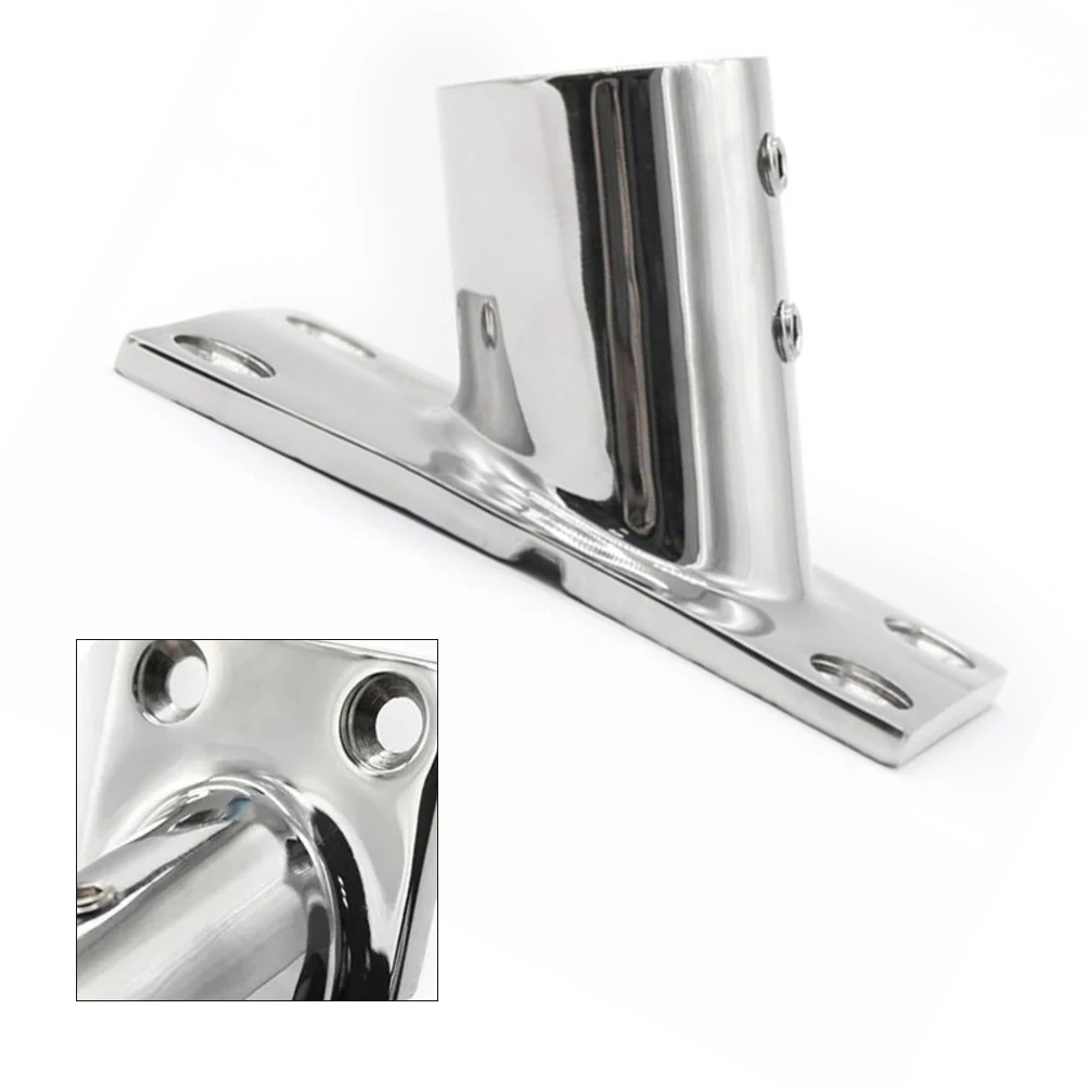 316 Stainless Steel Marine Pipe Seat Square Bottom Design with 60 Degree Angle for Secure Awning and Handrail Mounting