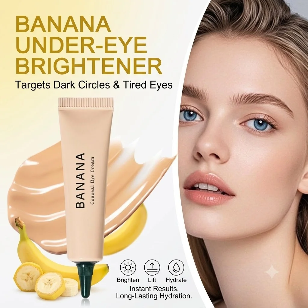 Banana Conceal Eye Cream 15g Under Eye Dark Circles Concealer Neutralizer Cream Cover Tear Trough Puffiness Hydrating Makeup Bas