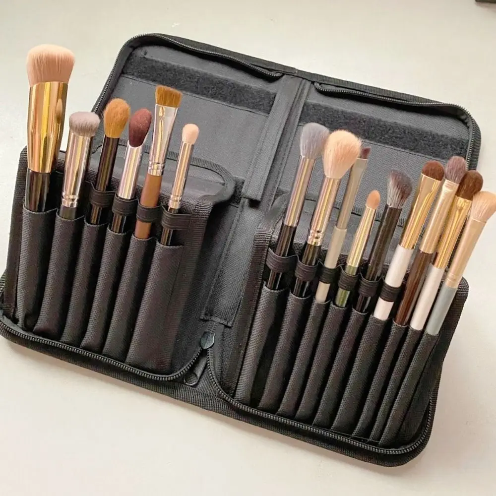 

Large Capacity Makeup Brush Bag Portable Stand Up Brush Storage Pouch Pencil Case Dust Prevention Brush Protective Organizer