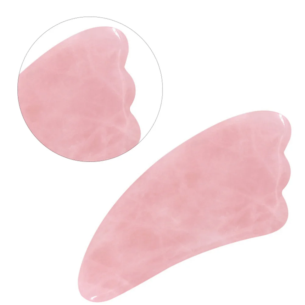 Natural Crystal Scrapping Massager Piece Pink Jade Shape Body Eye Face Acupoint Massage Tool Eye Massager Piece