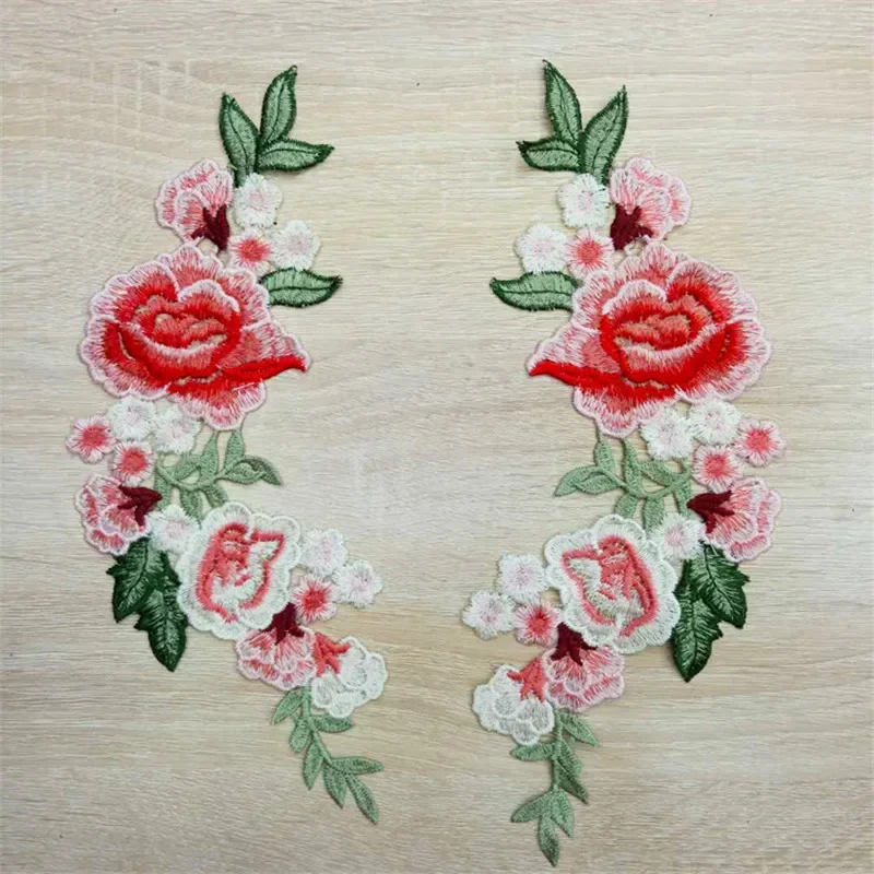 2pcs Rose Flower Embroidery Patches Sticker for Clothes Parches Para La Ropa Applique Embroidery Flower Patches Sewing Supplies