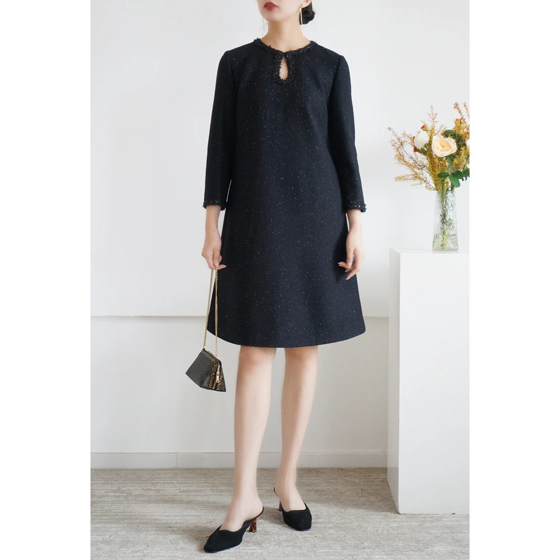 

Шерстяная юбка-миди Thiened Dr round Ne A-Line для женщин, осенне-зимняя теплая базовая модель LQ255